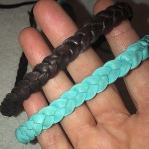 Braided Leather Chokers (Turquoise/Brown)
